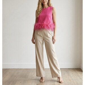 La Ros Top Medium Pink Feather Sleeveless City Preppy Occasion Event Holiday